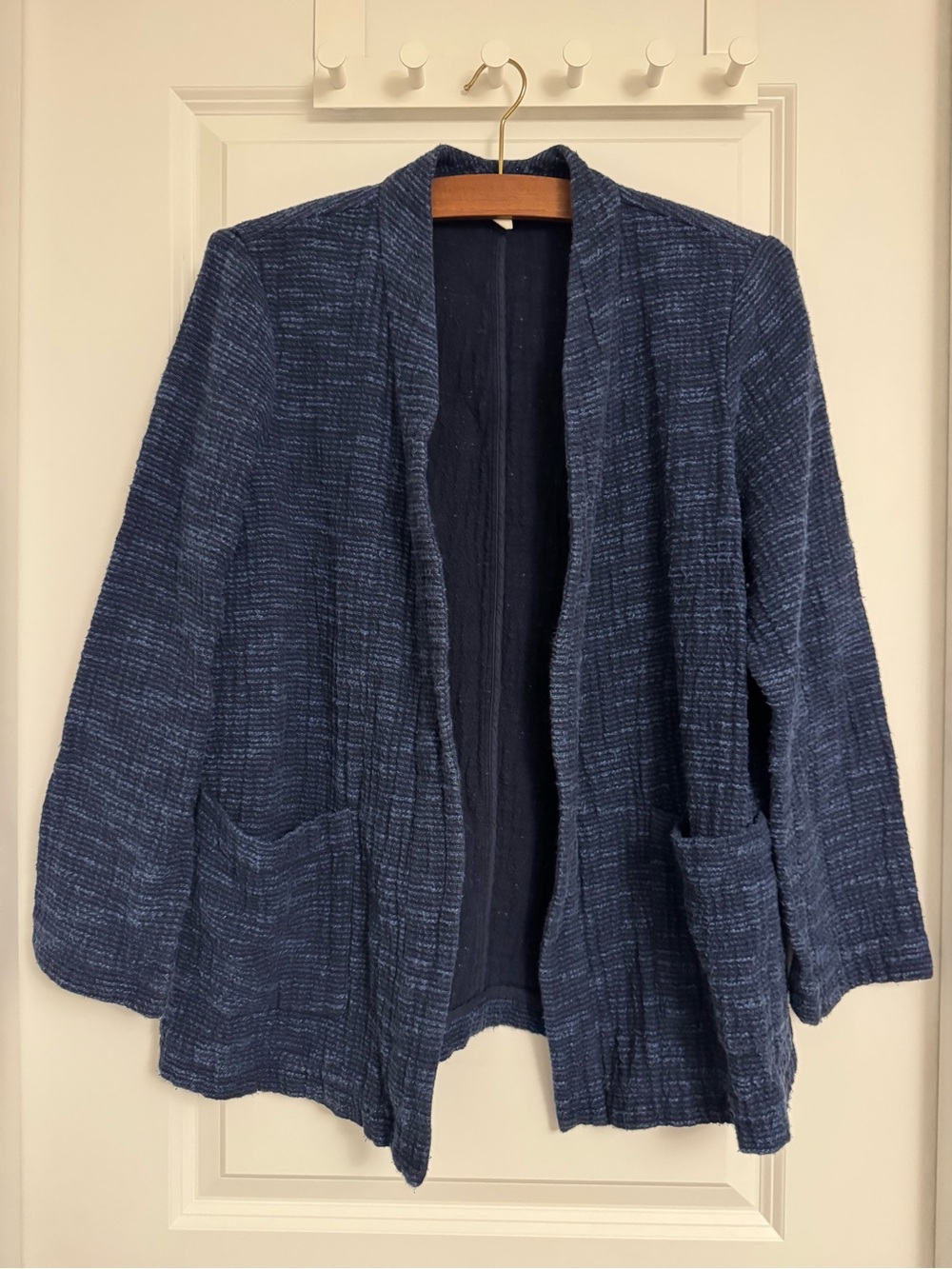 Eileen Fisher Navy blue Textured Open-front